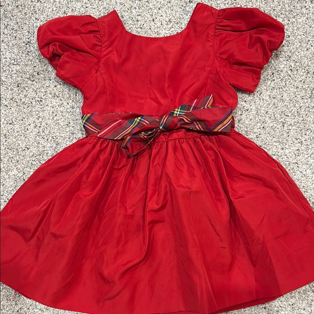 Polo by Ralph Lauren Red Girls’ Holiday Dress with Plaid Bow